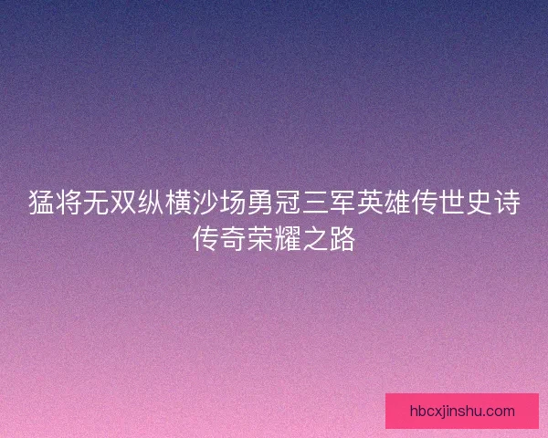 猛将无双纵横沙场勇冠三军英雄传世史诗传奇荣耀之路