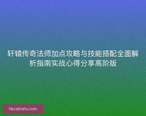轩辕传奇法师加点攻略与技能搭配全面解析指南实战心得分享高阶版